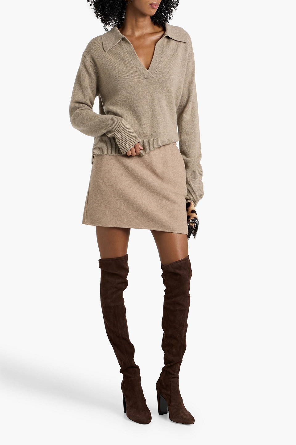 Max Mara Onagro Wool-blend Felt Mini Skirt In Brown