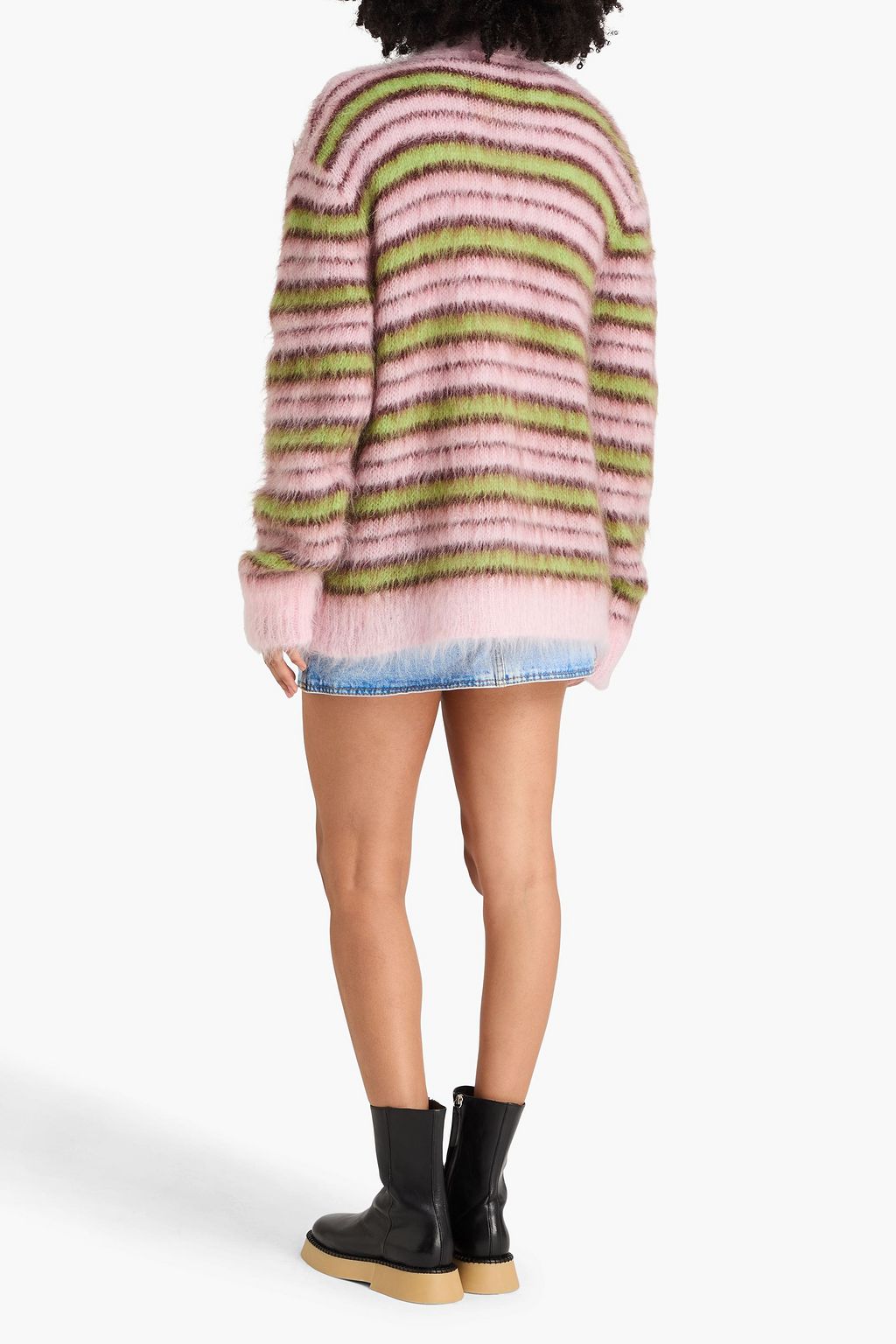 MARNI Striped mohair-blend cardigan