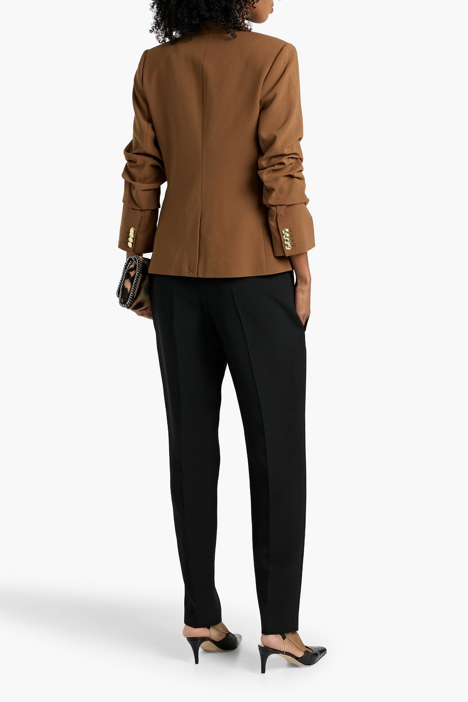 Derek Lam 10 Crosby Ralph Ruched Woven Blazer In Brown
