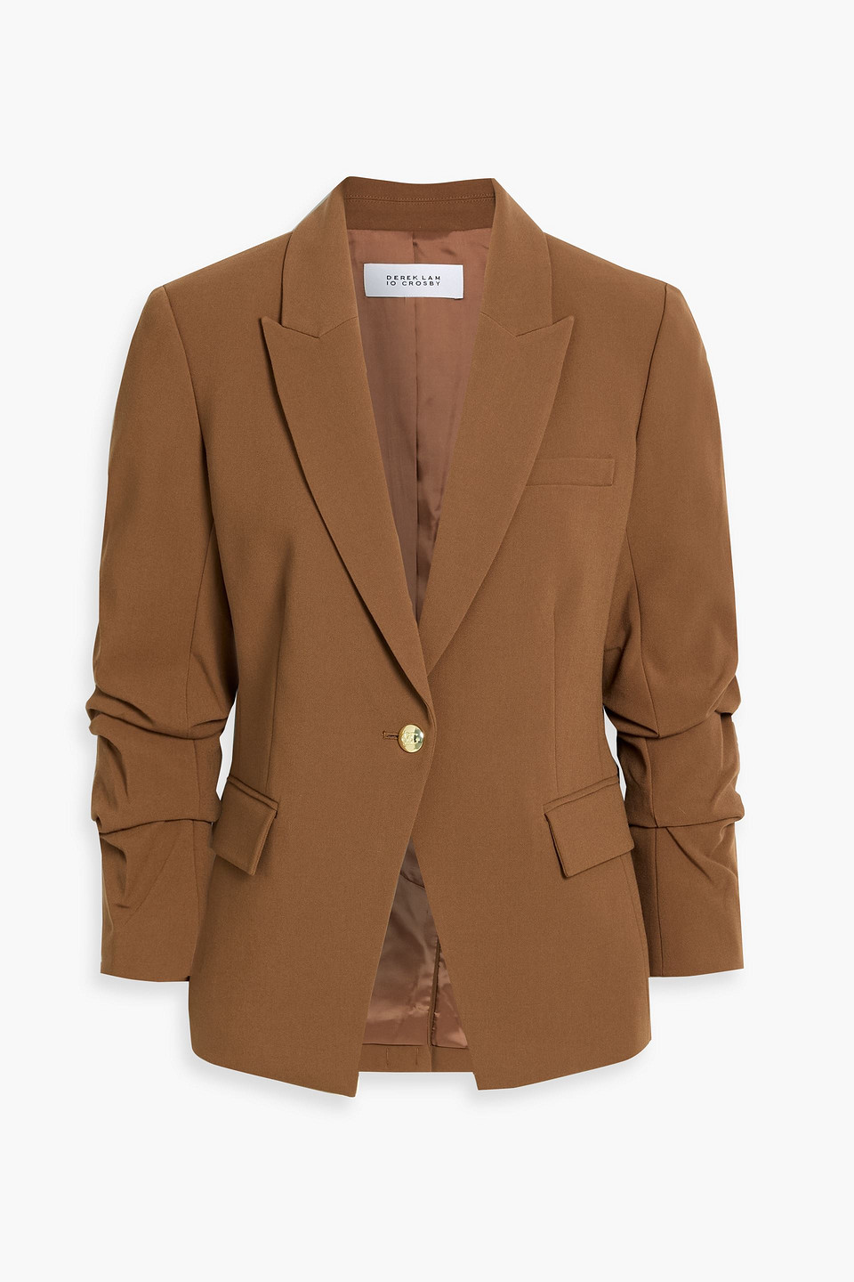 Derek Lam 10 Crosby Ralph Ruched Woven Blazer In Brown