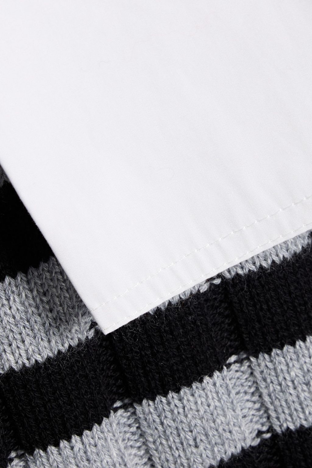 DEREK LAM 10 CROSBY Paola poplin-paneled striped cotton and wool-blend turtleneck sweater