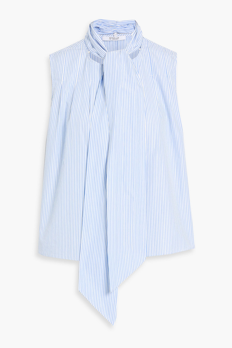 derek lam 10 crosby - aviana tie-neck striped cotton-blend poplin top - blue - m
