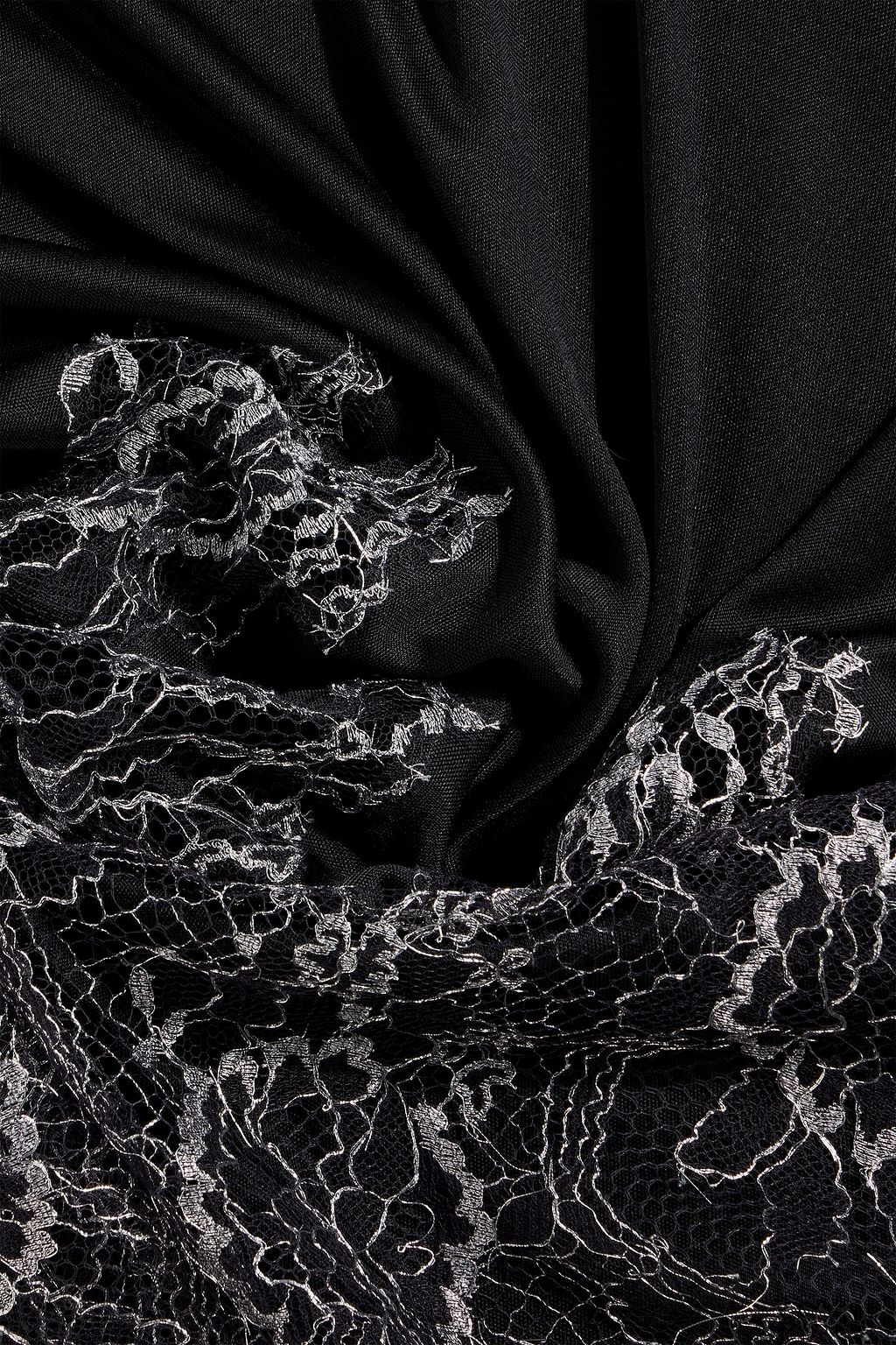 VALENTINO GARAVANI Metallic lace-trimmed satin scarf