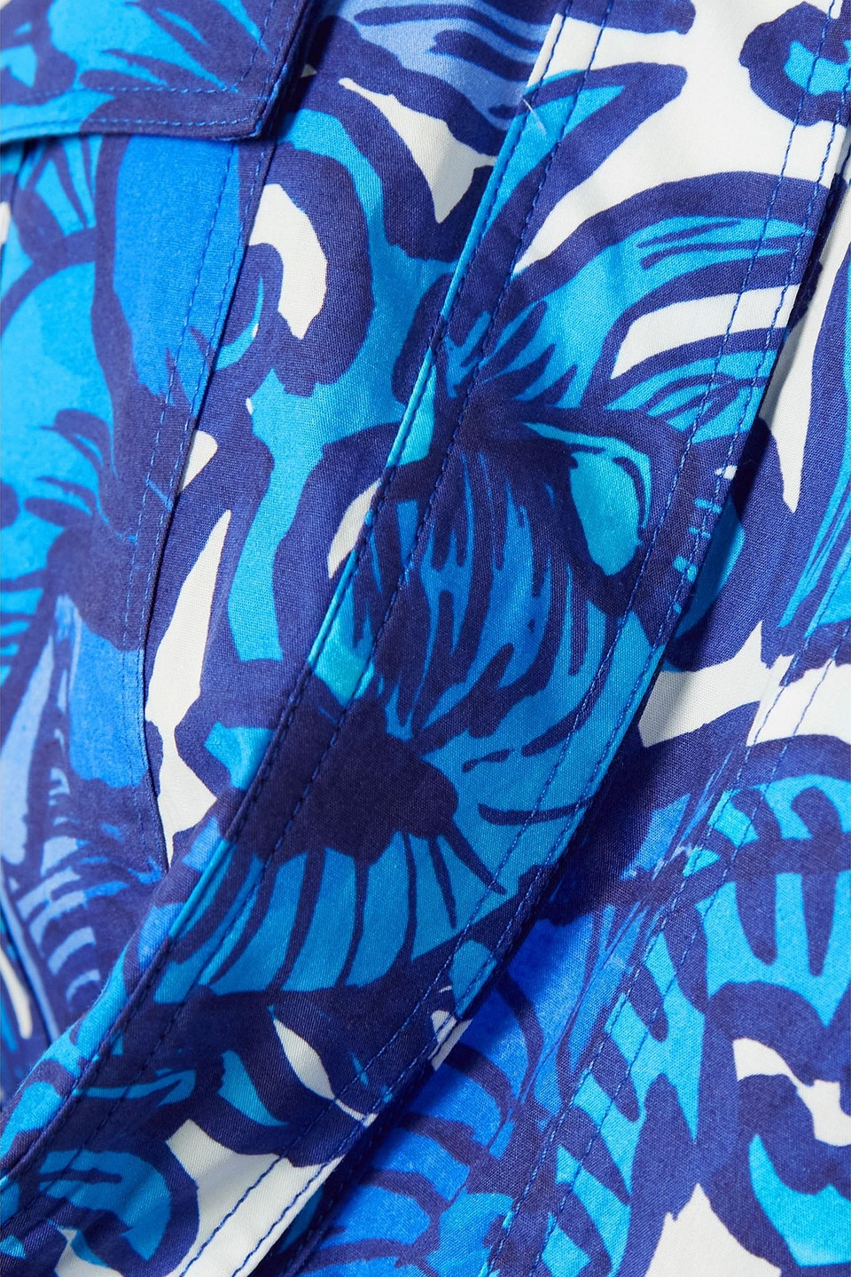 La Doublej Aviator Floral-print Cotton-poplin Jumpsuit In Blue