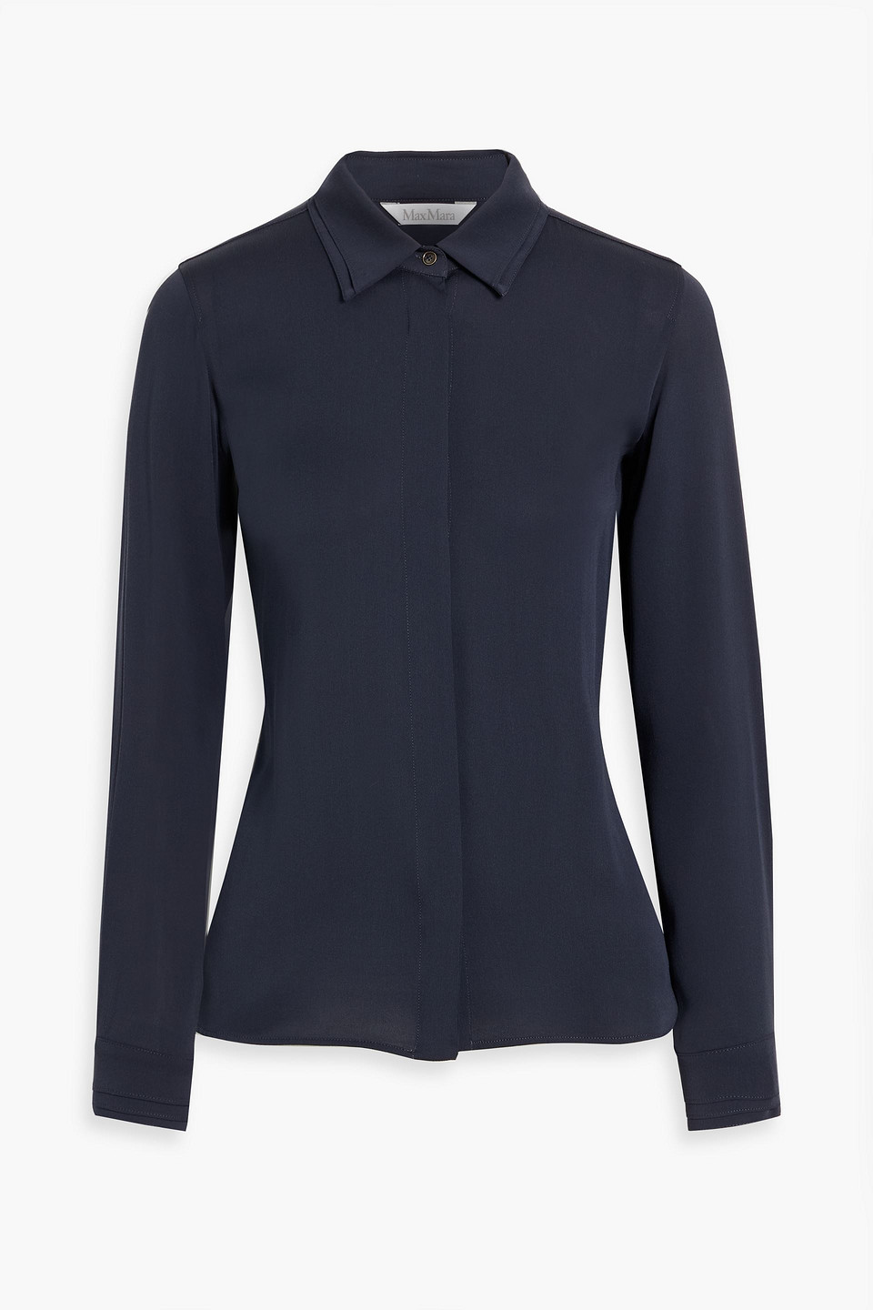 Max Mara Norel Silk Crepe De Chine Shirt In Blue