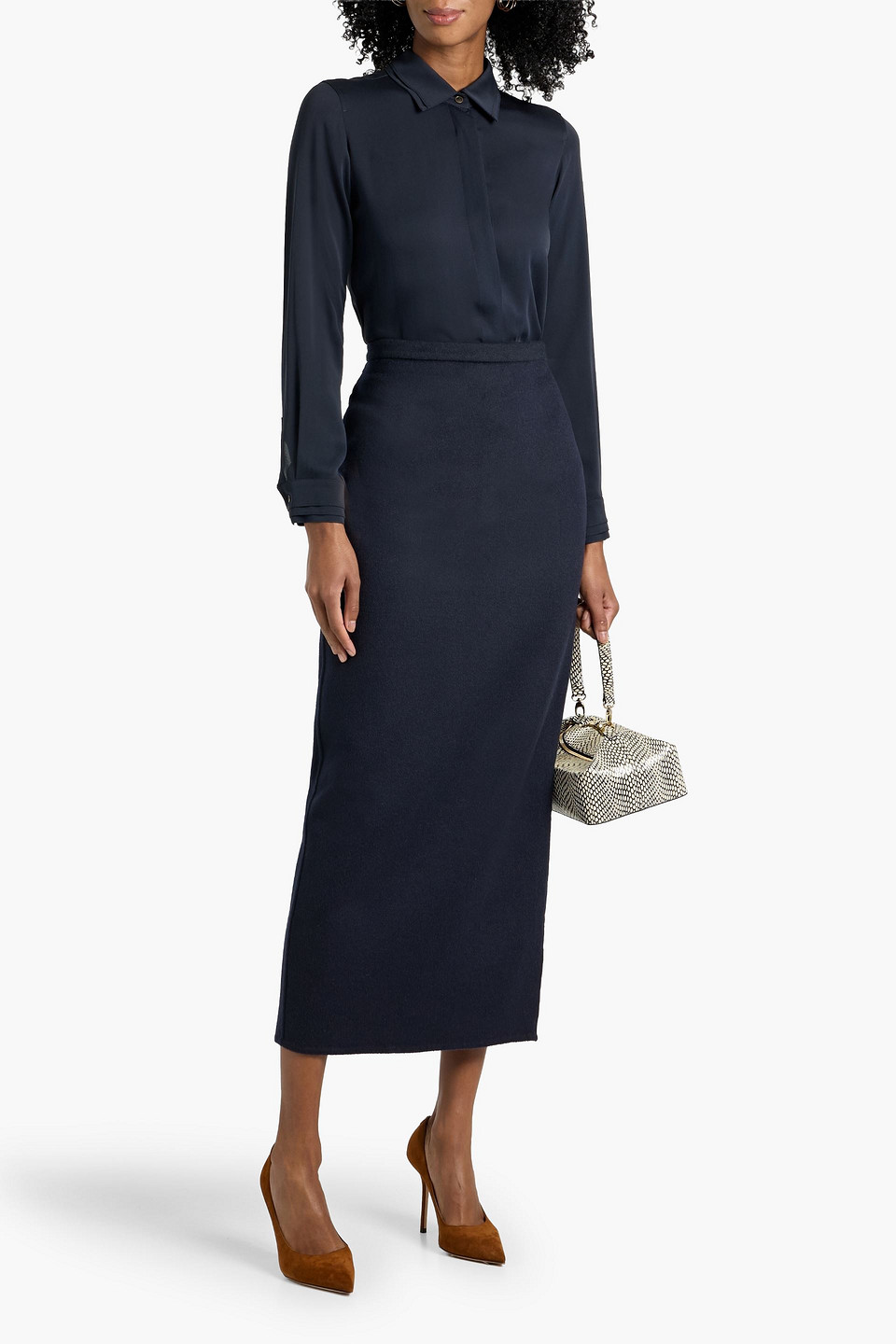 Max Mara Norel Silk Crepe De Chine Shirt In Blue