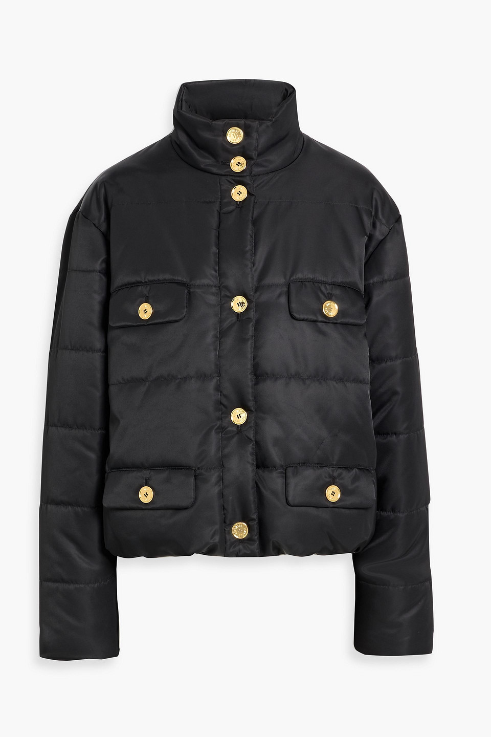 Moschino Logo Button Down Jacket In Black