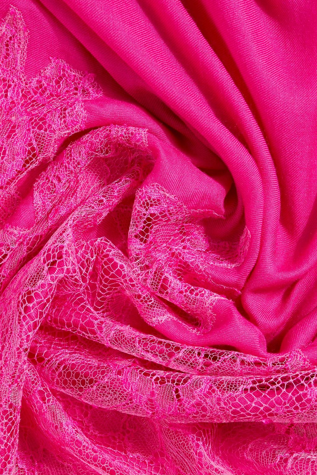 VALENTINO GARAVANI Lace-trimmed modal and cashmere-blend scarf