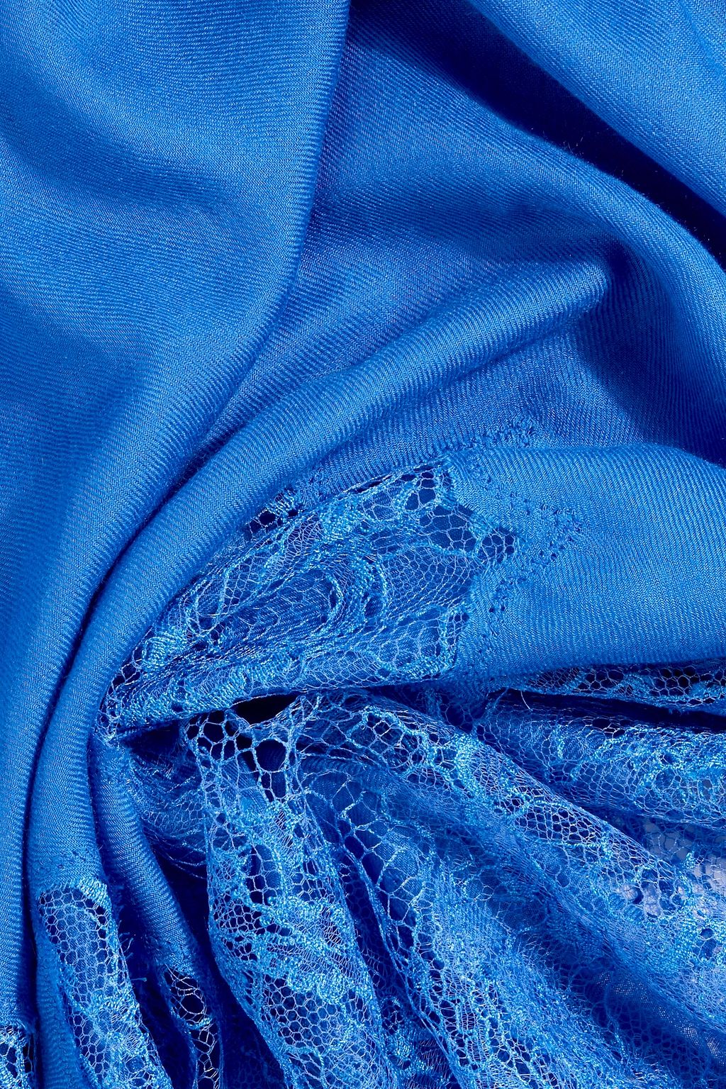 VALENTINO GARAVANI Lace-trimmed modal and cashmere-blend scarf