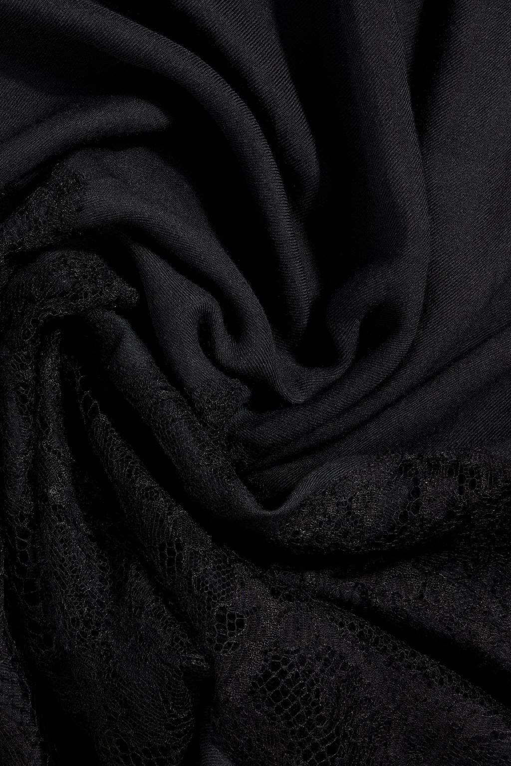 VALENTINO GARAVANI Lace-trimmed modal and cashmere-blend scarf