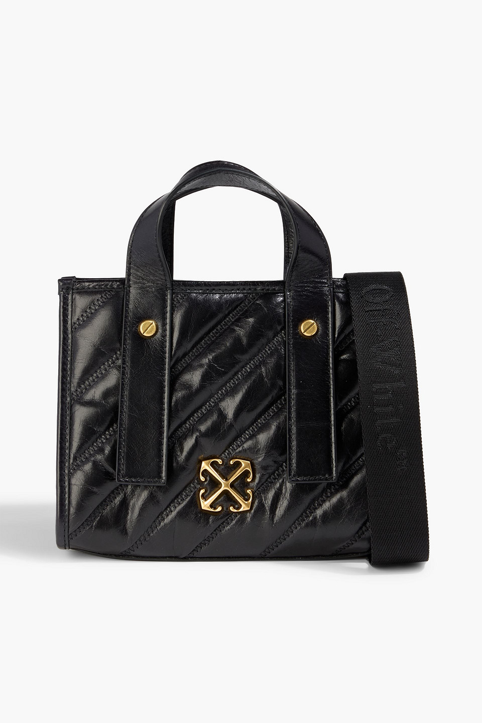 Off-white Quilted Leather Tote In Black