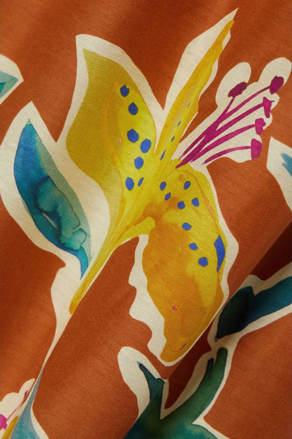 LA DOUBLEJ 플로럴 프린트 코튼 실크 혼방 보일 티어드 맥시 드레스