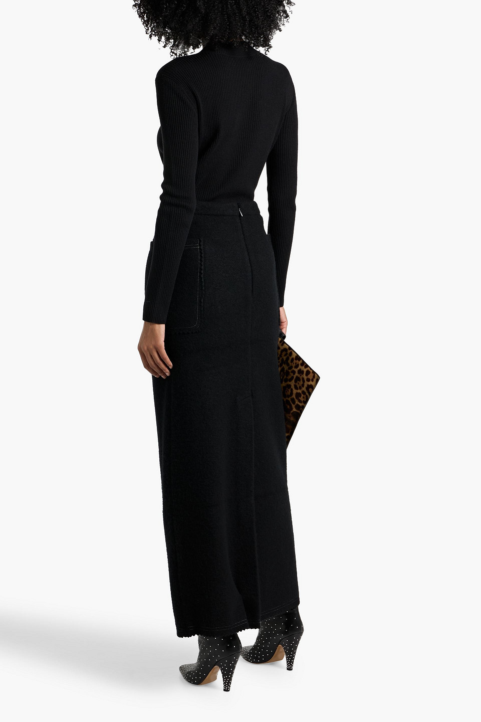 Max Mara Galosce Wool And Cashmere-blend Felt Maxi Skirt In Black