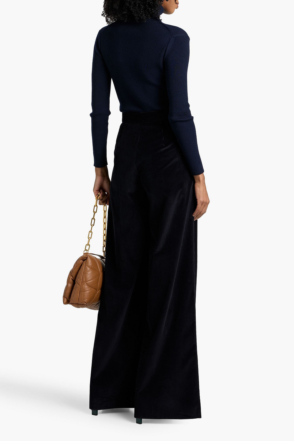 Max Mara Gilly Cotton-corduroy Wide-leg Pants In Blue