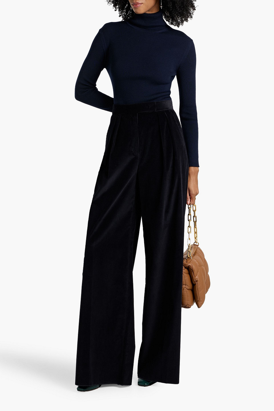 Max Mara Gilly Cotton-corduroy Wide-leg Pants In Blue