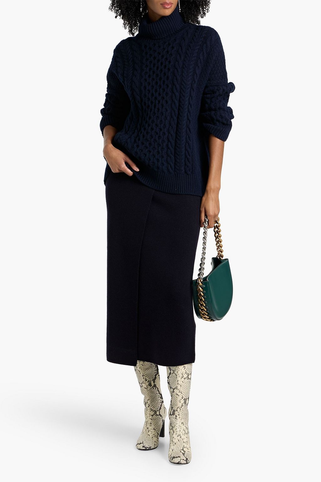 MAX MARA Umbria wrap-effect wool and cashmere-blend midi skirt