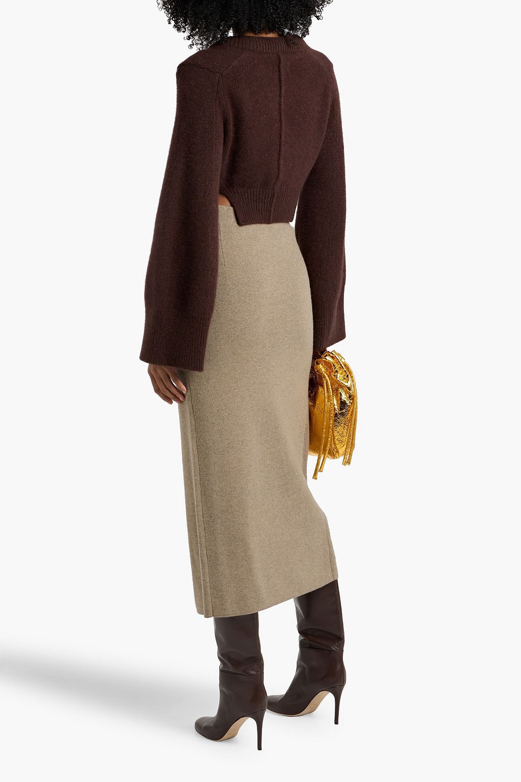 MAX MARA Umbria wrap-effect wool and cashmere-blend midi skirt