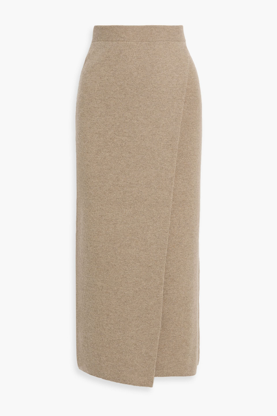 Max Mara Umbria Wrap-effect Wool And Cashmere-blend Midi Skirt In Sand