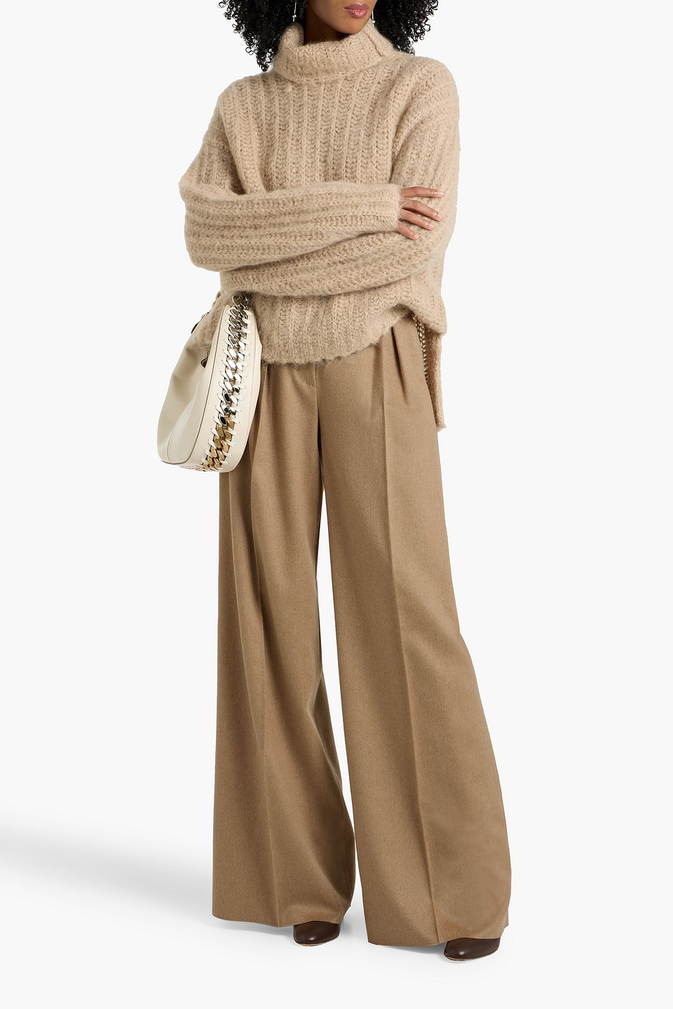 Max Mara Fagus Camel Hair Wide-leg Pants In Brown