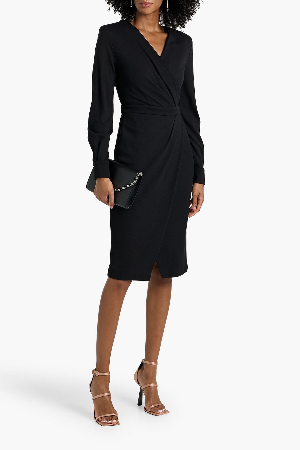 Max Mara Virtus Wrap-effect Jersey Dress In Black