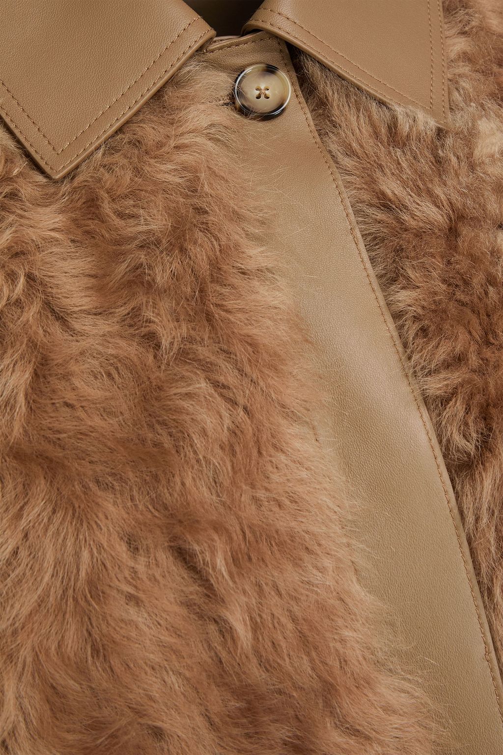 TOTEME Leather-trimmed shearling coat | THE OUTNET