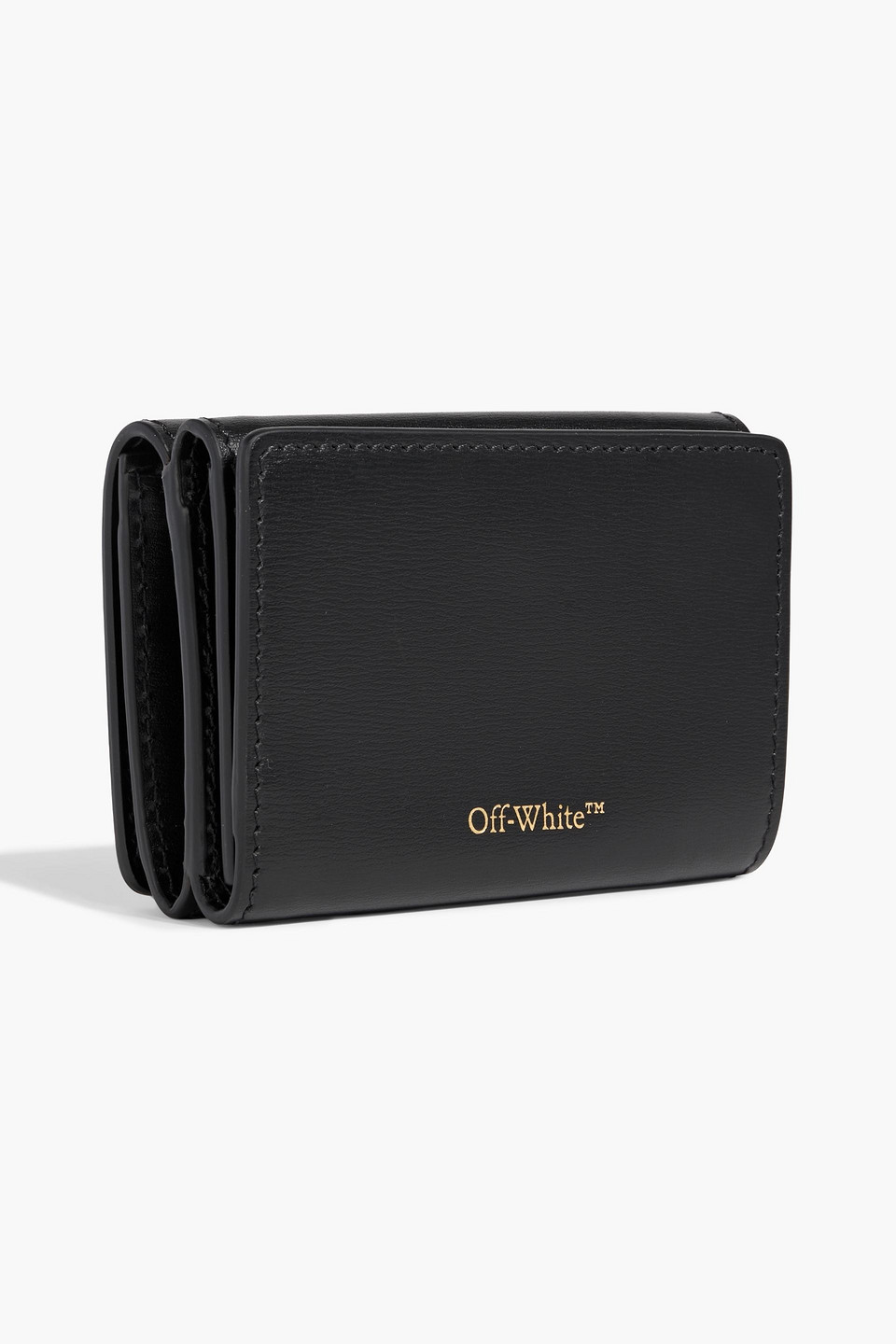 Off-white Jitney Mini Leather Wallet In Black