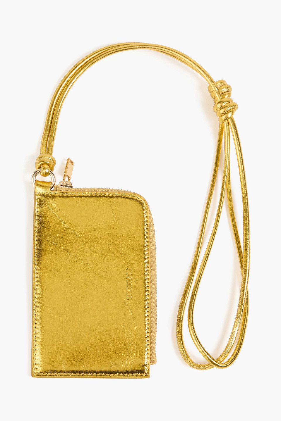 Jil Sander Metallic Leather Cardholder In Gold