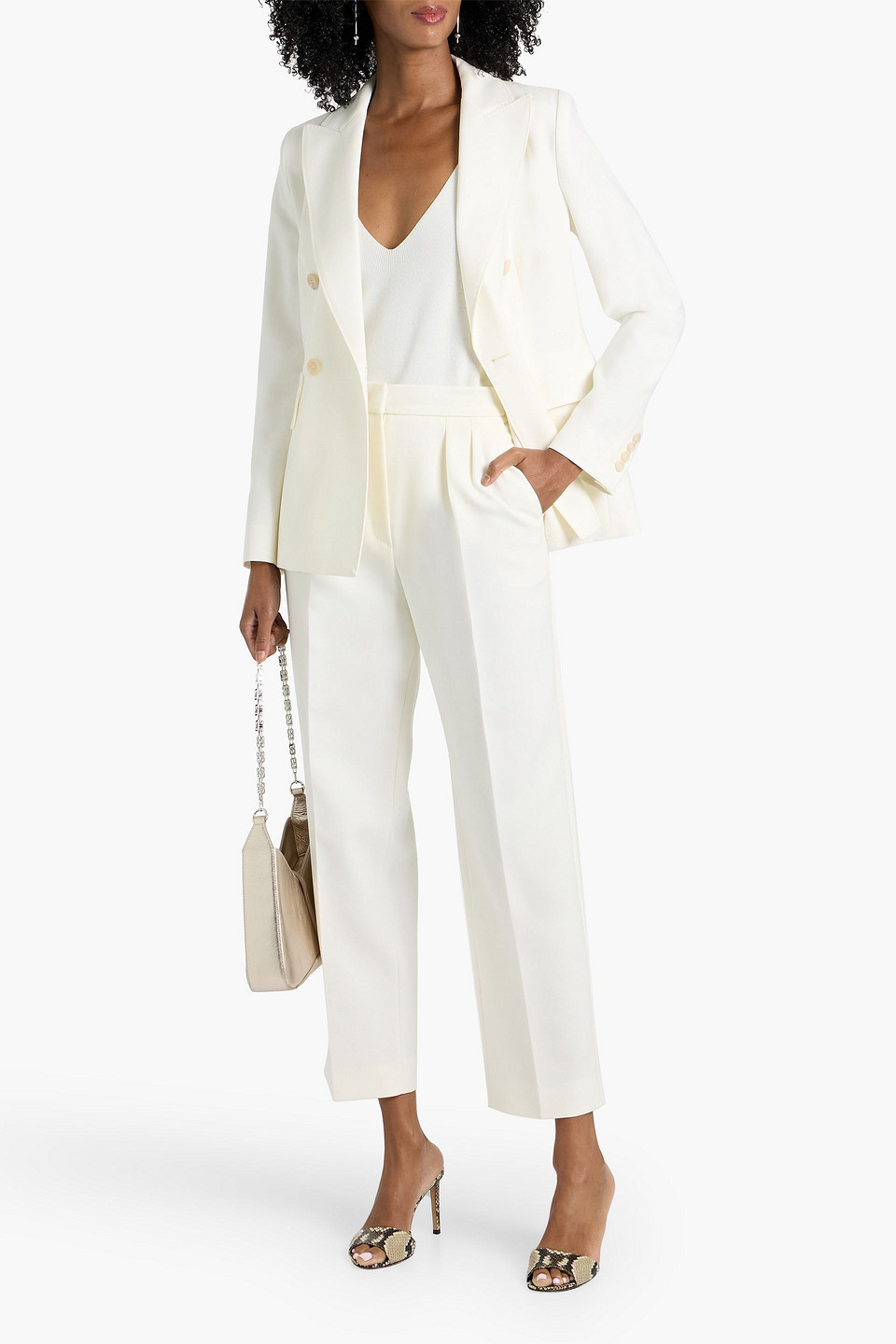 Max Mara Osanna Double-breasted Wool-twill Blazer In White