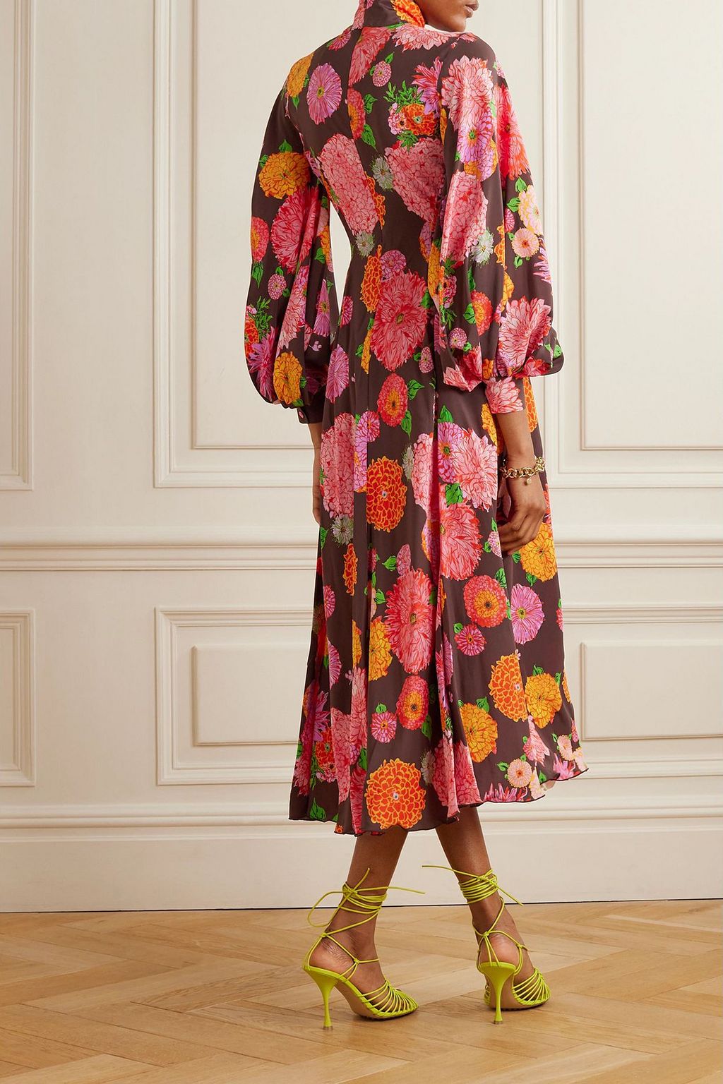 LA DOUBLEJ Medici floral-print silk crepe de chine midi dress