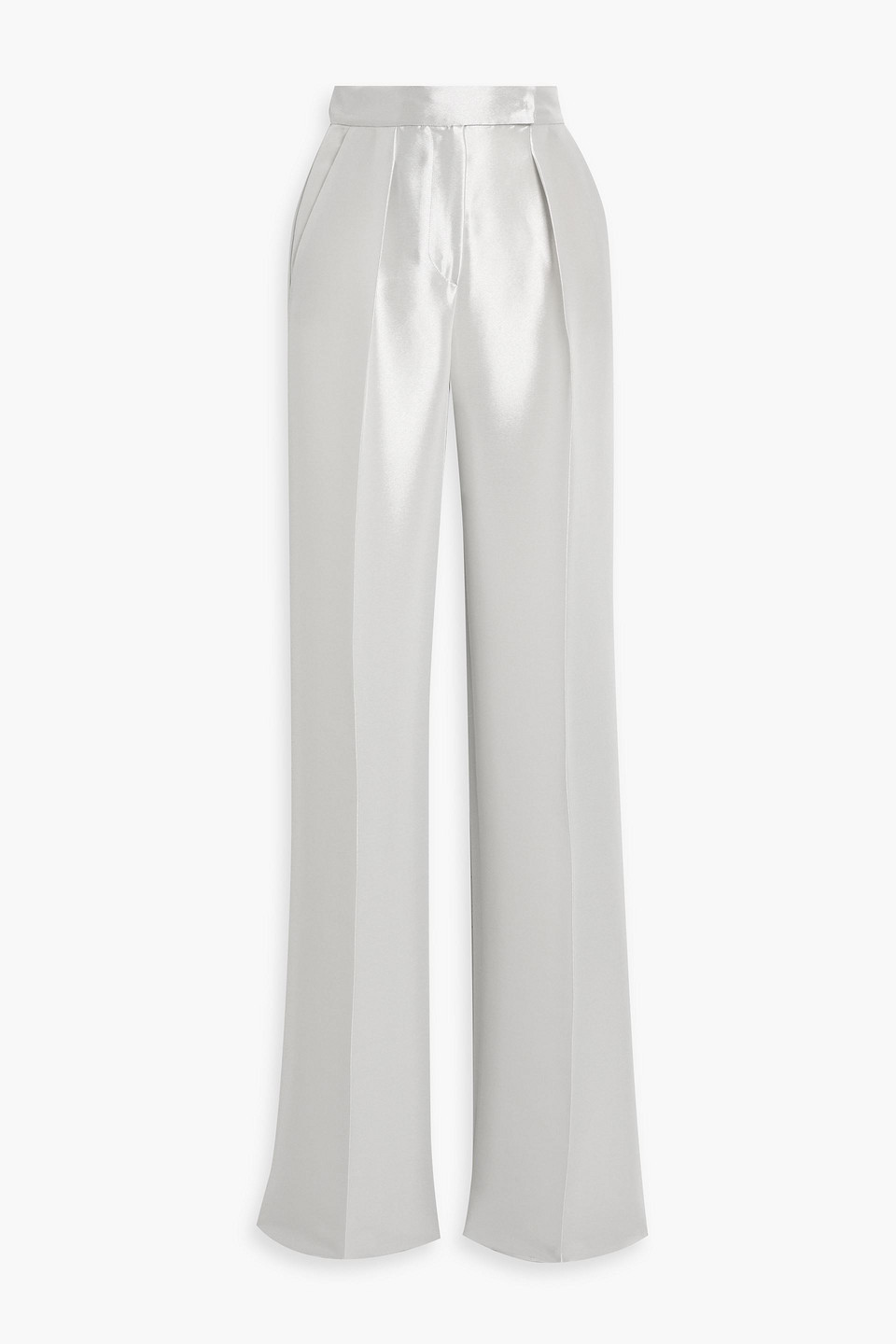 Max Mara Tebano Silk-blend Lamé Wide-leg Pants In Silver
