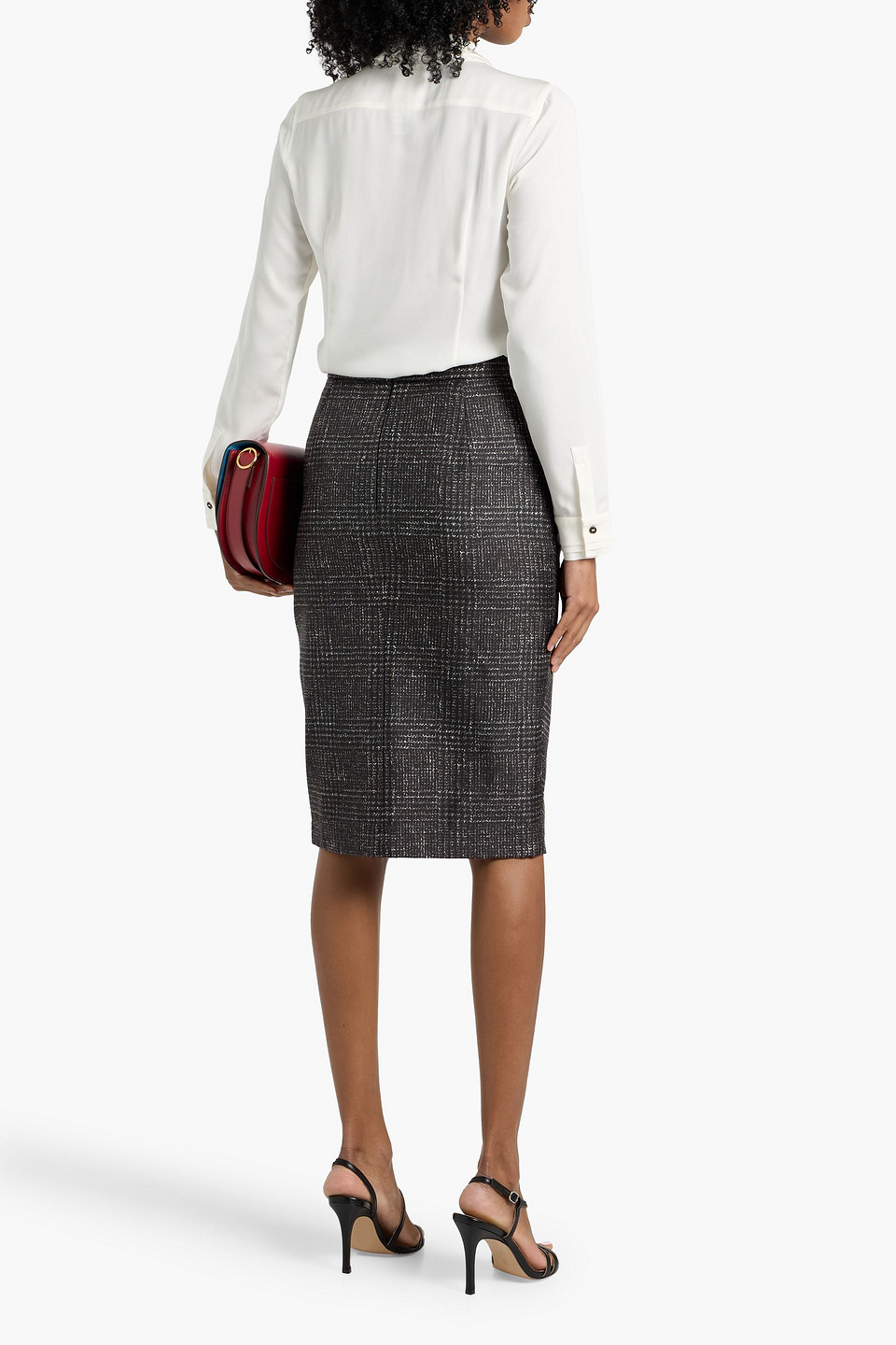 Max Mara Hidalgo Wrap-effect Checked Silk-twill Skirt In Multi
