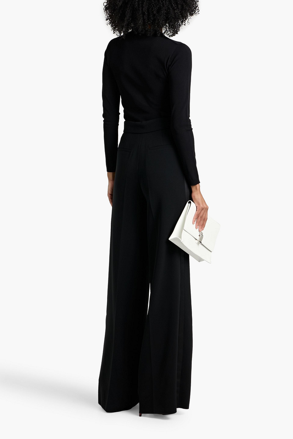 Max Mara Leccio Crepe Wide-leg Pants In Black