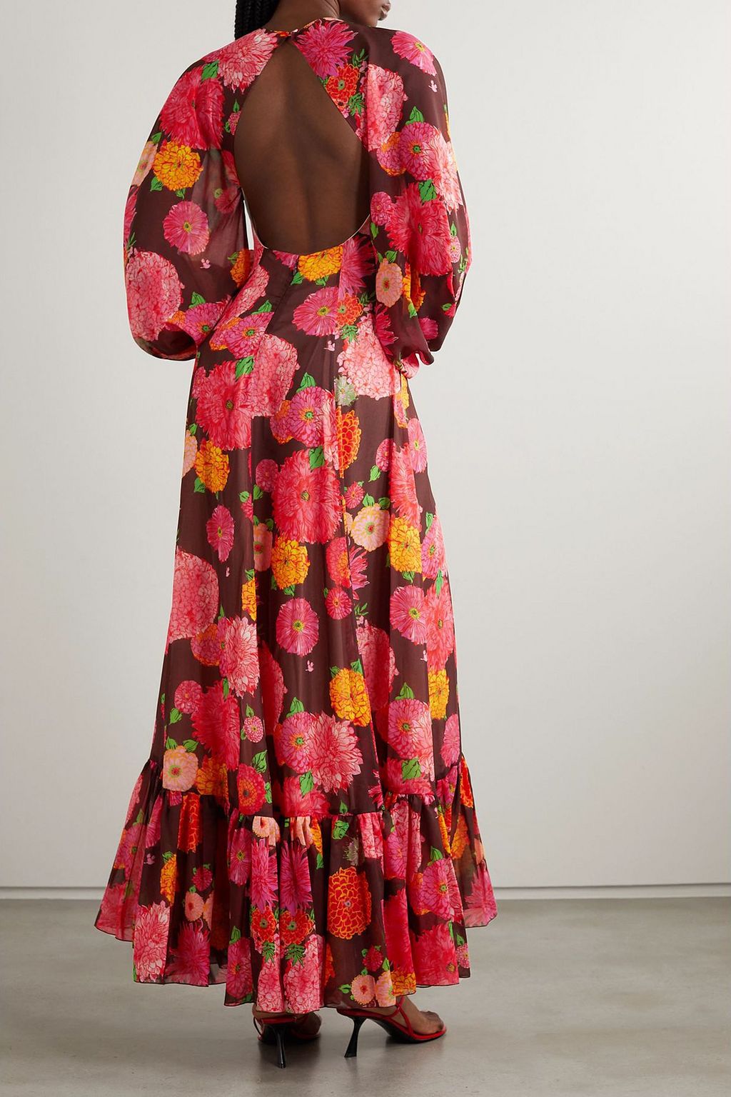 LA DOUBLEJ فستان إيف طويل من الشيفون بطبعة الأزهار