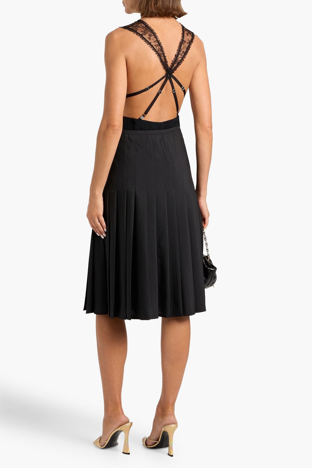 GIVENCHY Pleated wool and mohair-blend skirt