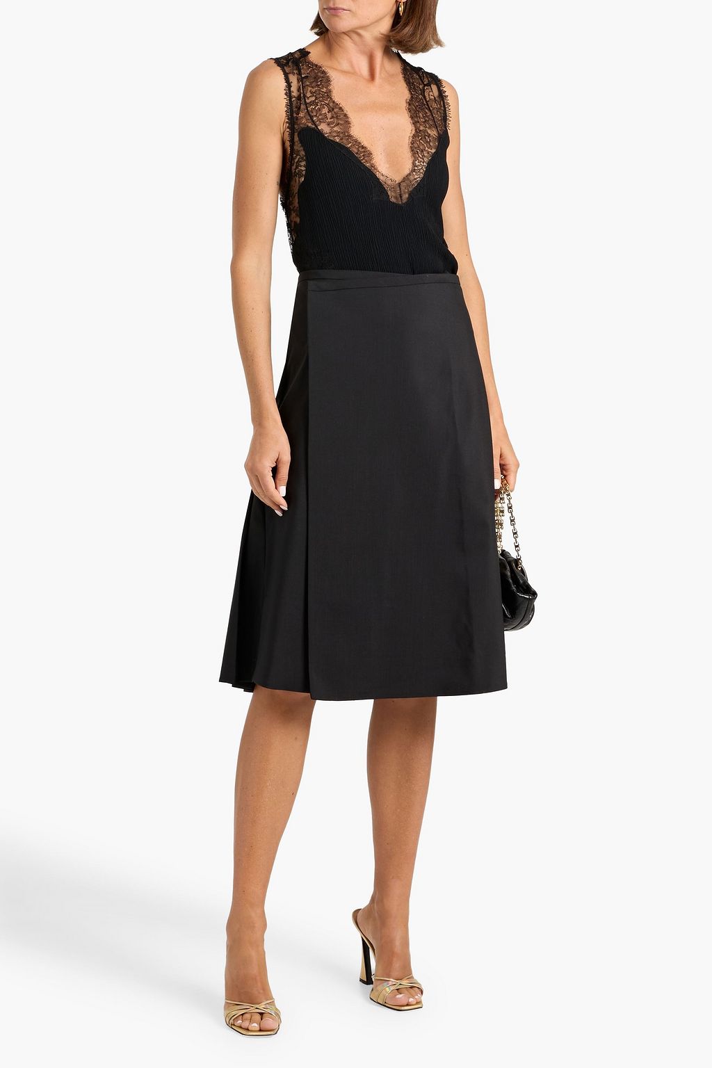 GIVENCHY Pleated wool and mohair-blend skirt