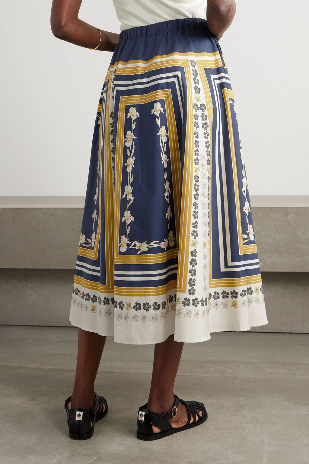 LA DOUBLEJ 프린트 코튼 포플린 미디 스커트