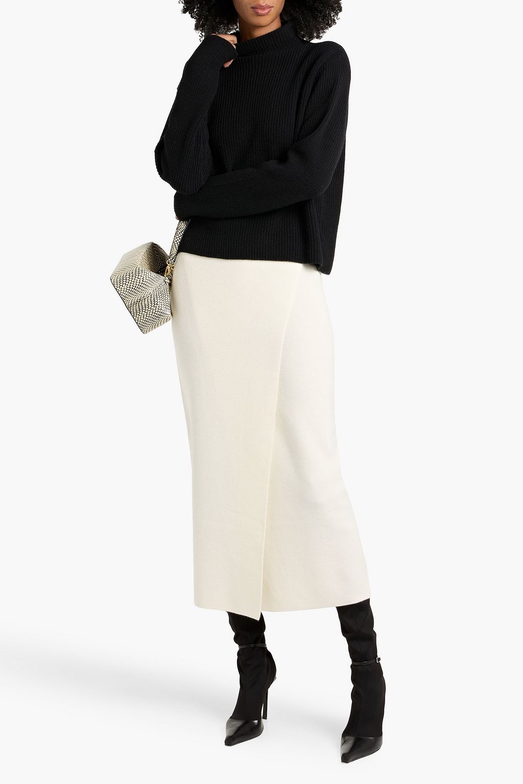 MAX MARA Umbria wrap-effect wool and cashmere-blend midi skirt