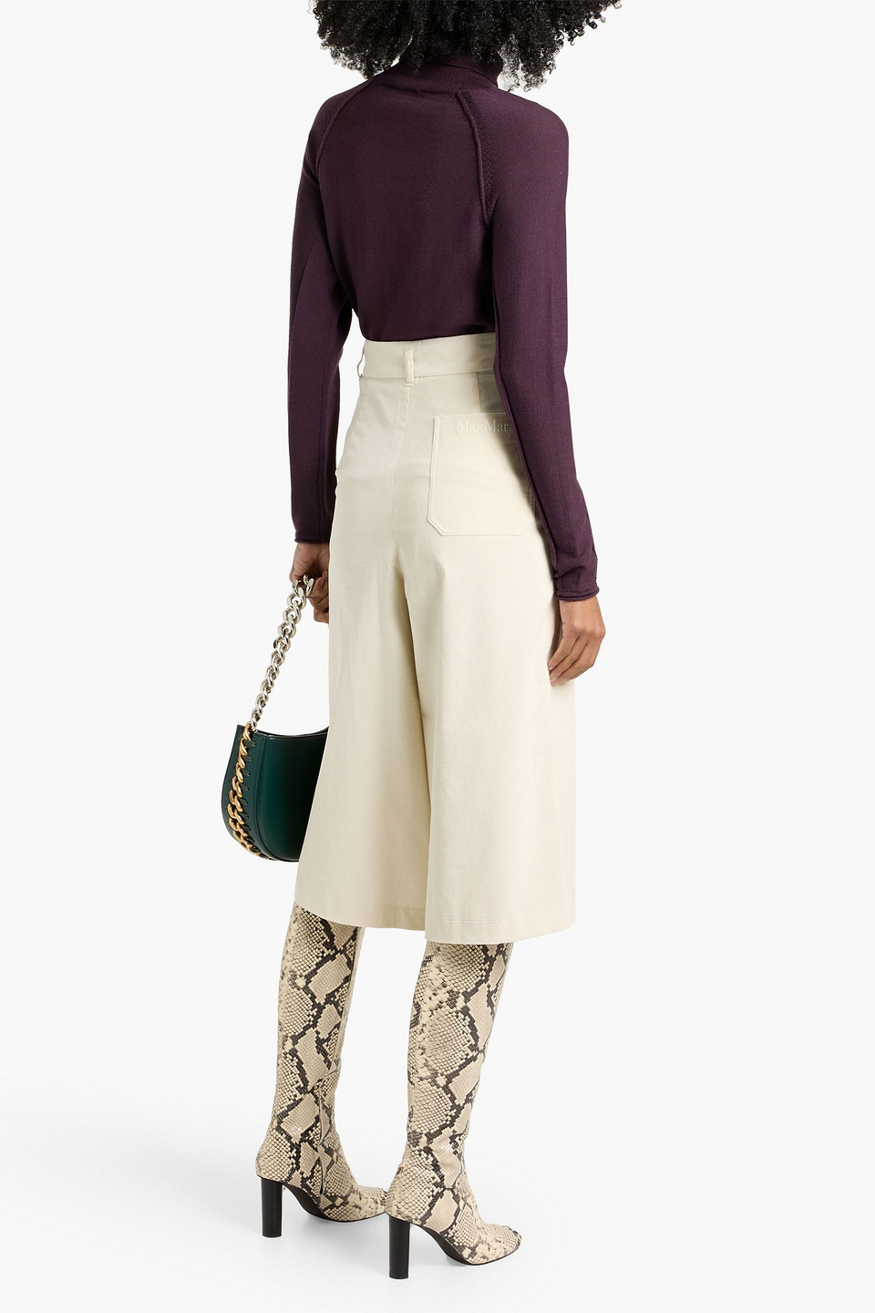 Max Mara Zenith Cotton-blend Corduroy Culottes In White