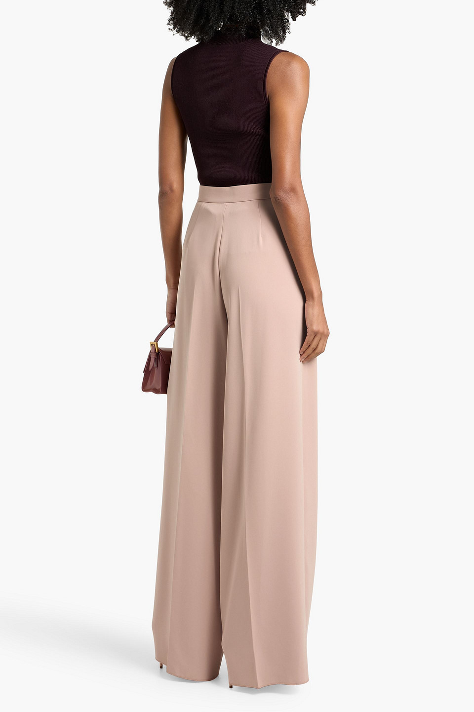 Max Mara Lino Crepe Wide-leg Pants In Pink