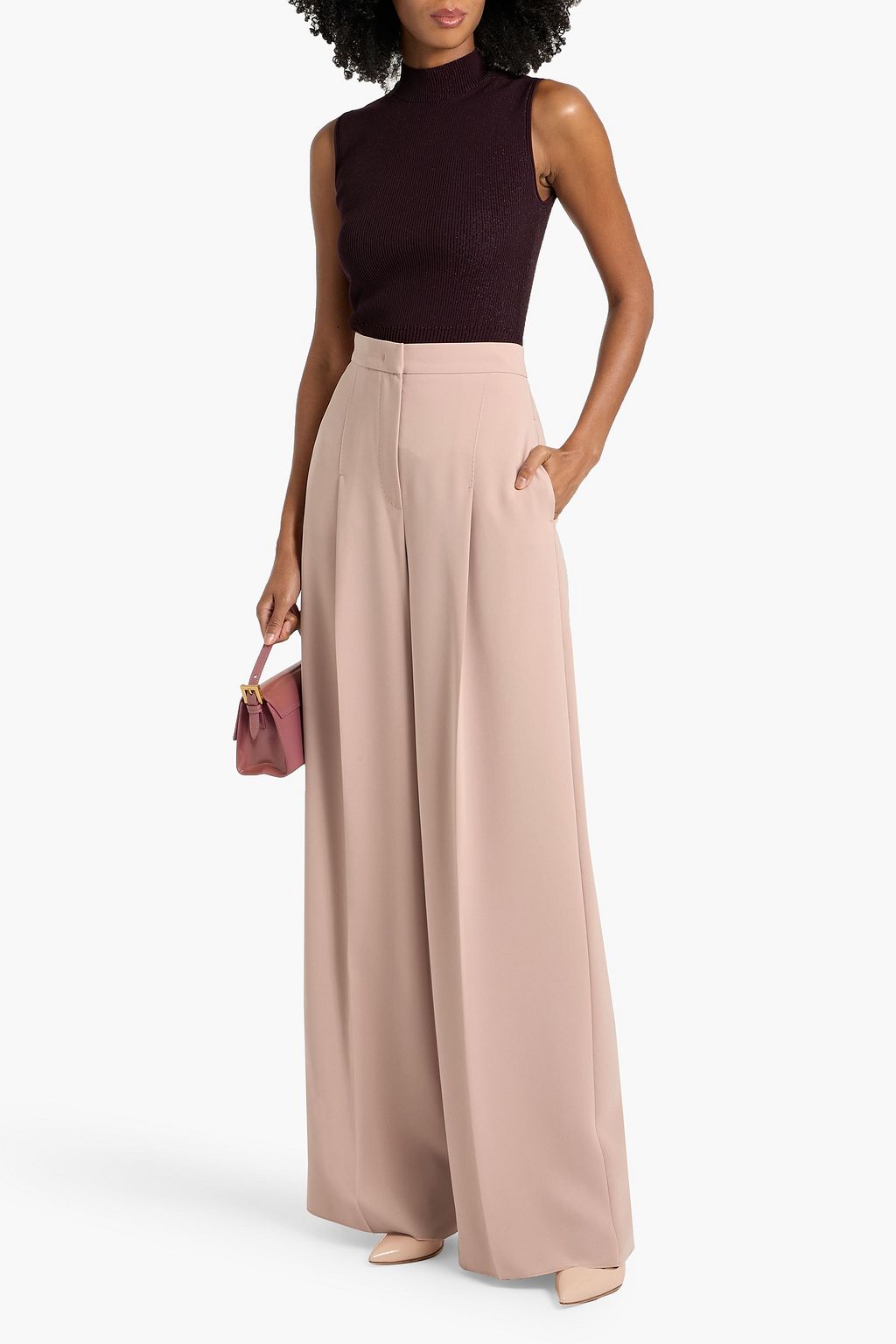 MAX MARA Lino crepe wide-leg pants