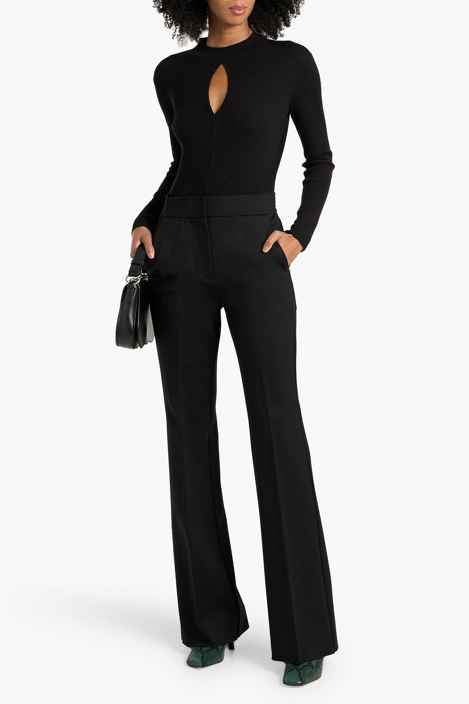 Max Mara Yana Wool-blend Ponte Bootcut Pants In Black
