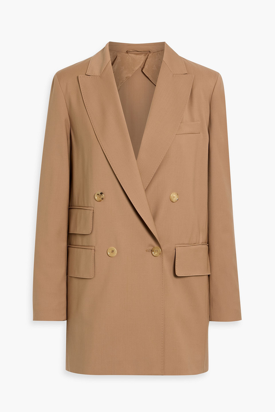 Max Mara Nebbie Double-breasted Wool-crepe Blazer In Brown