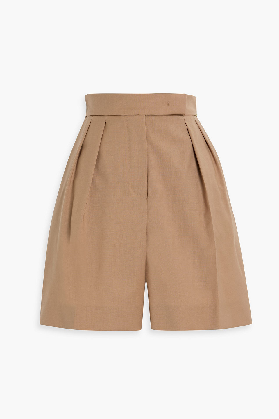Max Mara Jessica Pleated Wool-crepe Shorts In Brown