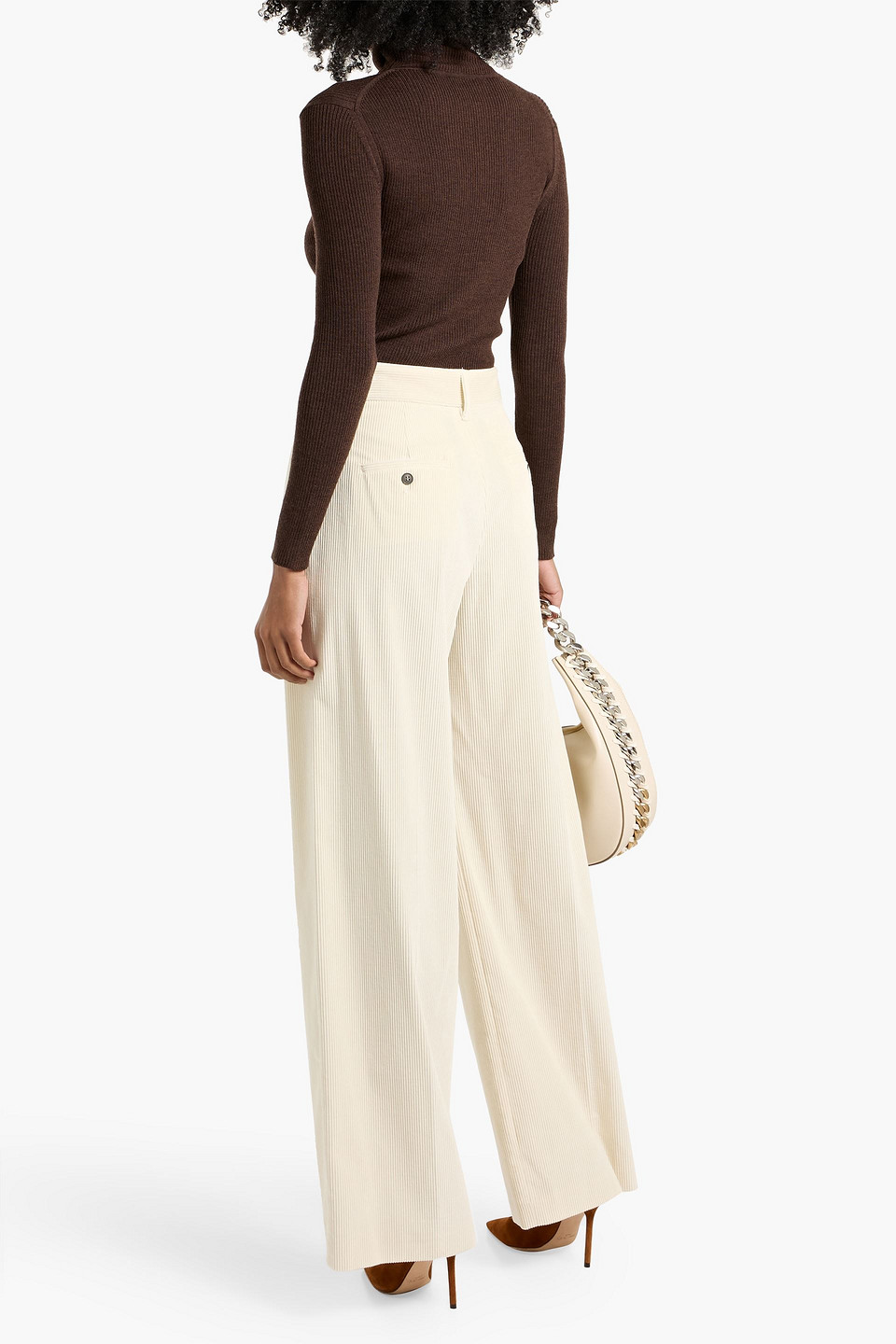 Weekend Max Mara Tania Cotton-corduroy Wide-leg Pants In White