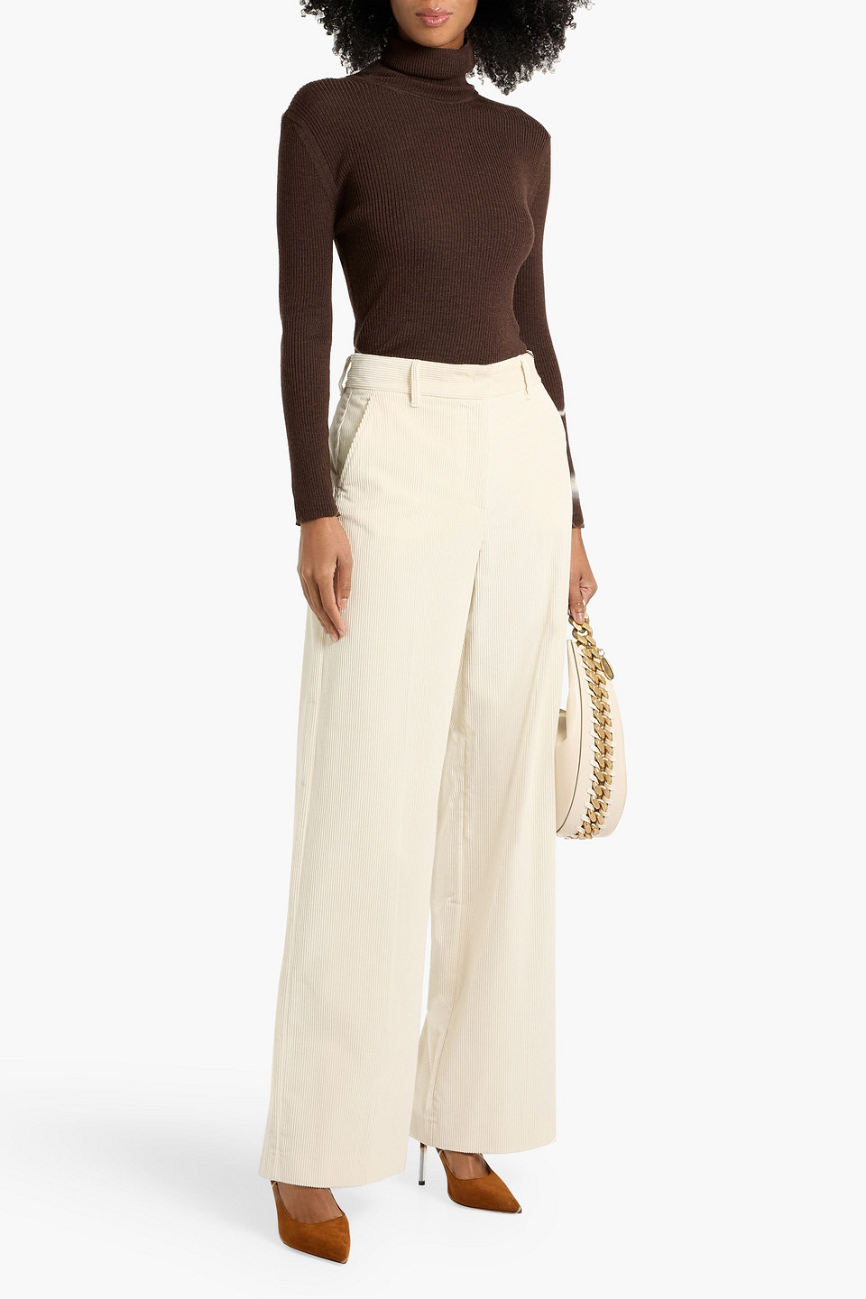 Weekend Max Mara Tania Cotton-corduroy Wide-leg Pants In White