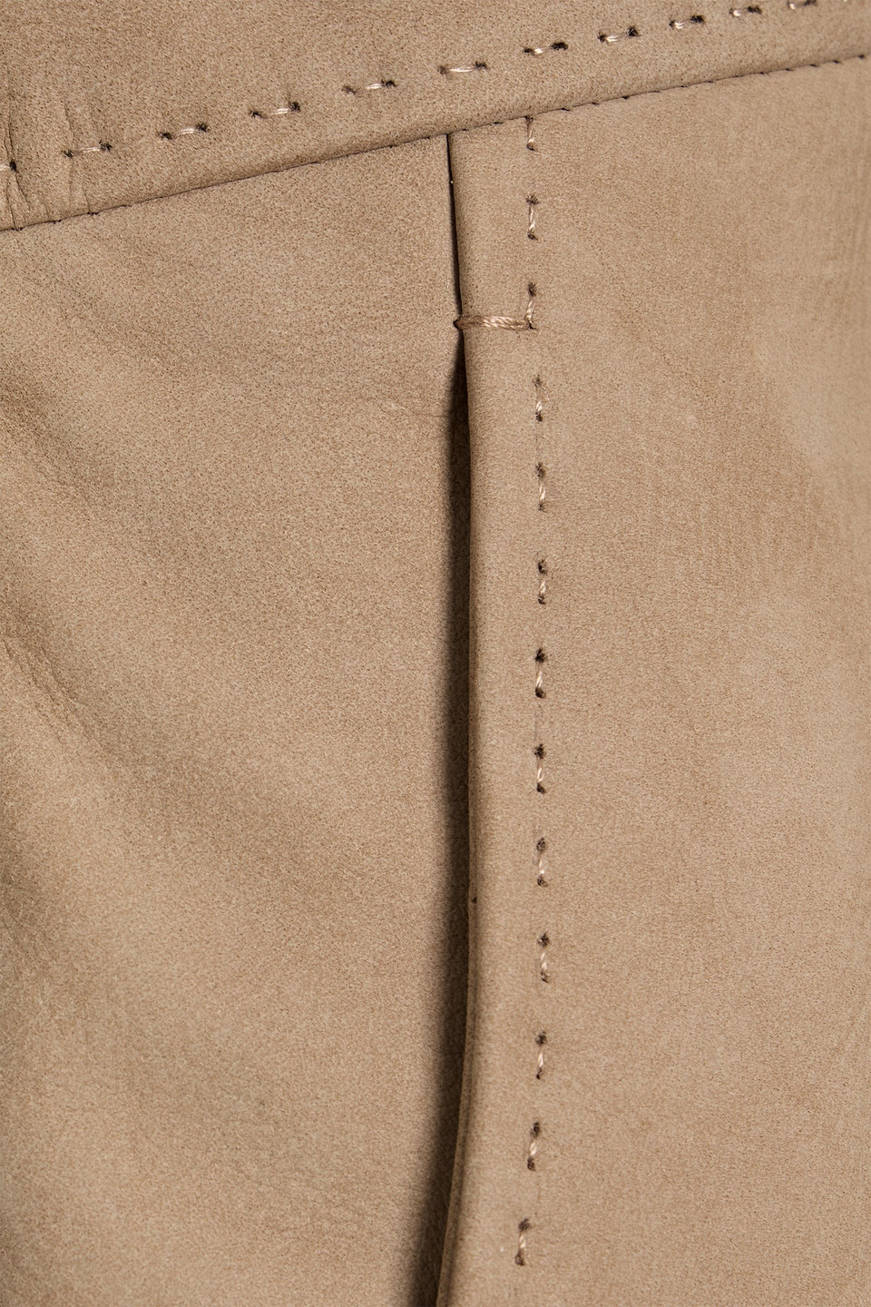 Max Mara Calcio Leather Midi Skirt In Sand