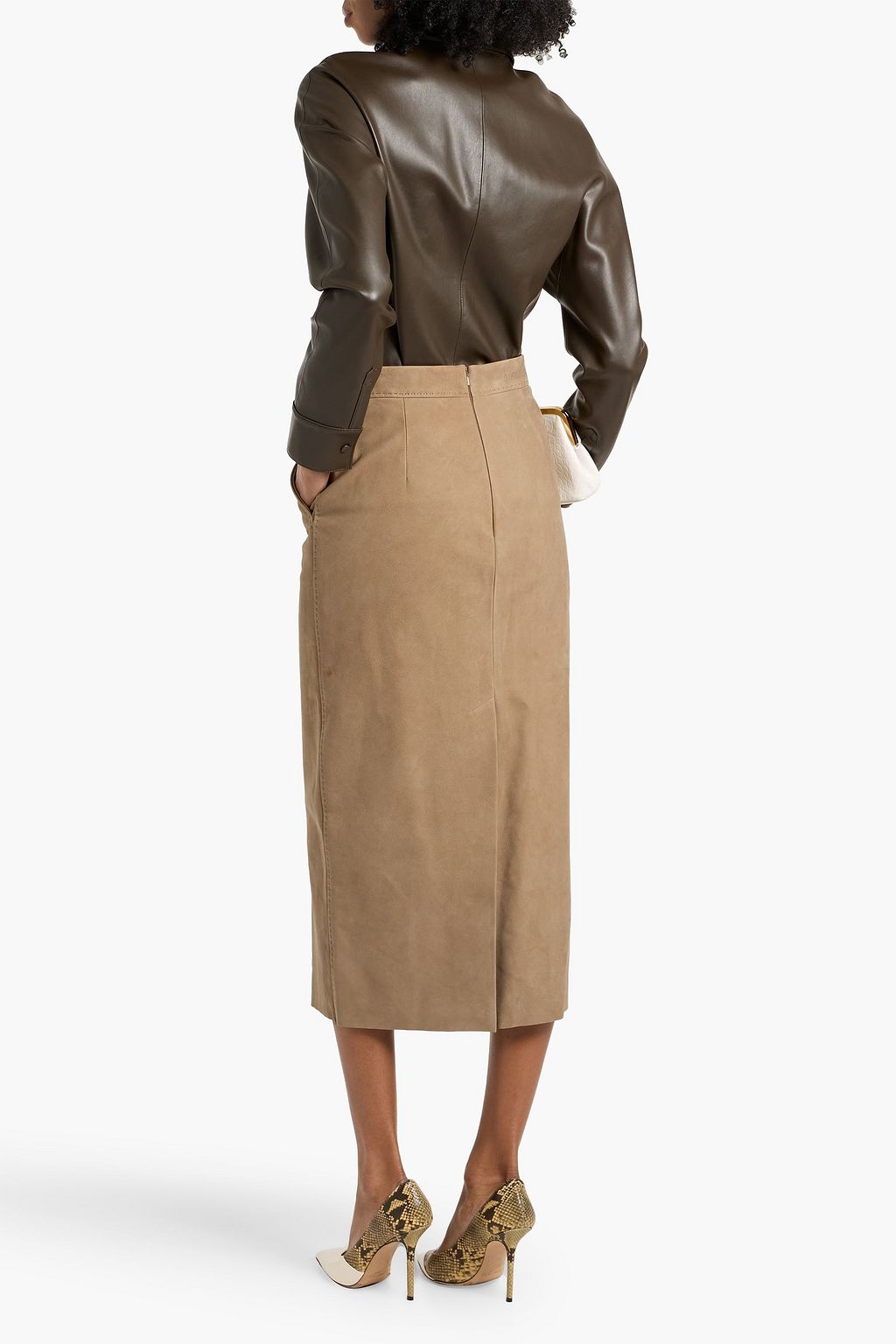 MAX MARA Calcio leather midi skirt