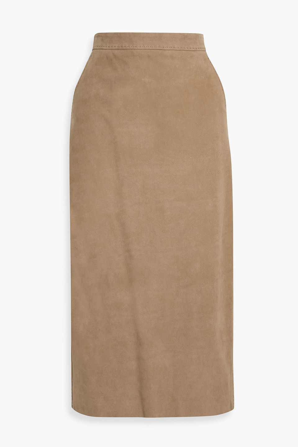 Max Mara Calcio Leather Midi Skirt In Sand