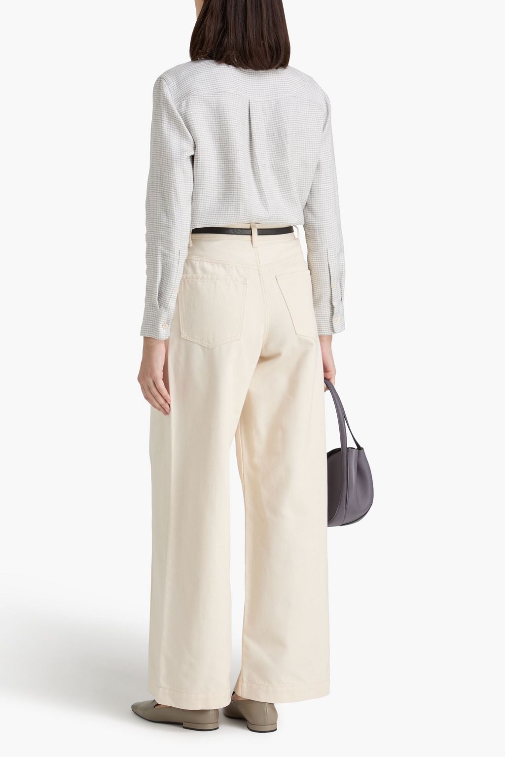 THEORY Houndstooth linen-blend shirt