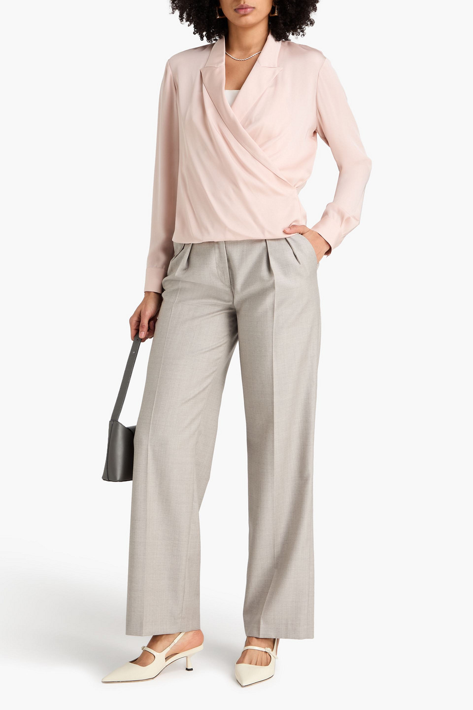  Theory - Wrap-effect Silk Blouse - Pink - Xs 